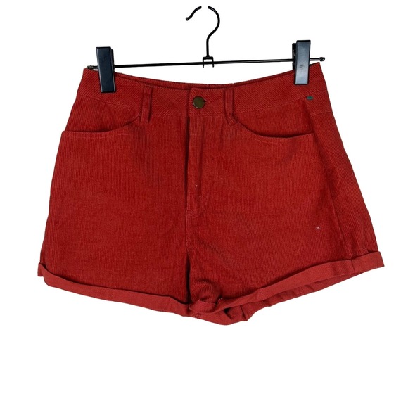 Superdown Dasha Shorts Rust High Rise Corduroy Cuffed Casual WomenSmall S - Picture 1 of 15
